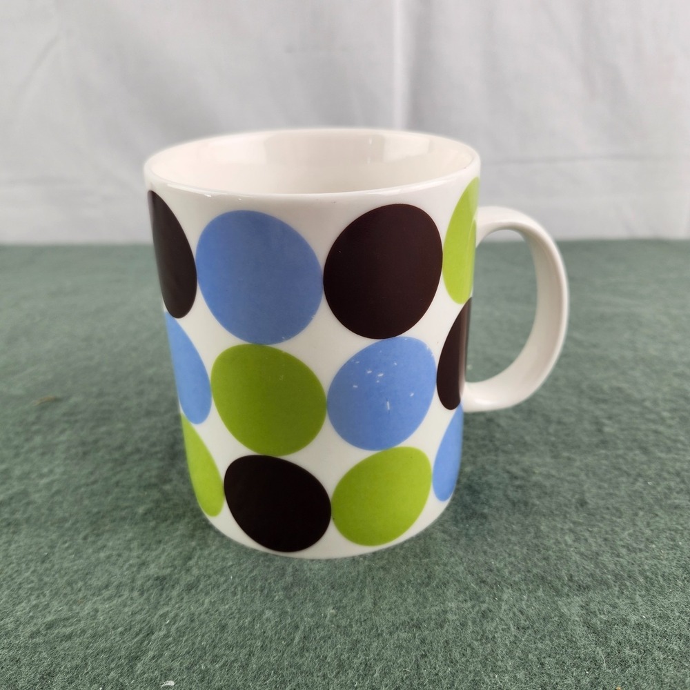2004 Starbucks Coffee Tea Mug Cup Polkadot Series Green Blue Brown